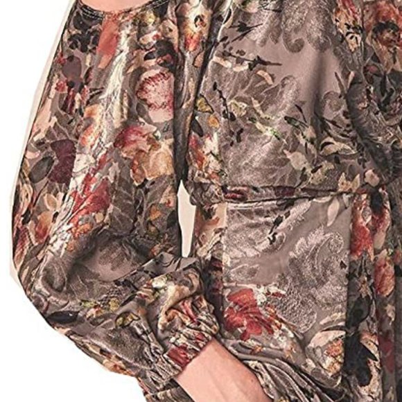 NEW Allen Schwartz Women Mulberry Asymmetric Velvet Burn Out Wrap Dressy Top - Picture 8 of 10